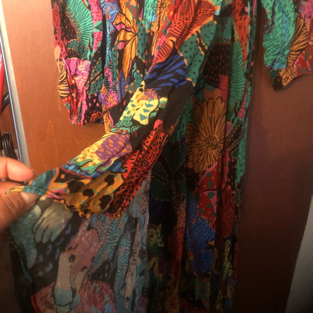 FARM Rio Multicolor Floral Asymmetrical Dress — Green, Yellow, Blue, Pink - Picture 5 of 16
